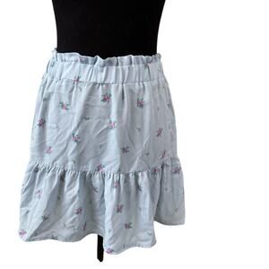 NWT BP. NORDSTROM Blue Grounded Floral Tiered Mini Skirt Size S